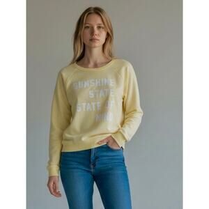 Sol Angeles Sunshine State of Mind Sweatshirt Yellow XS Made USA NWT